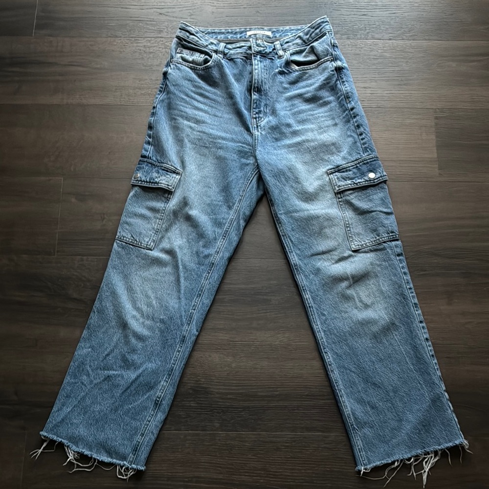 Pacsun Blue Denim Cargo Jeans 90s Boyfriend Fit Size 29